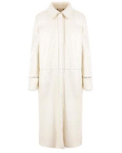 fendi coat white|FENDI White wool and silk coat .